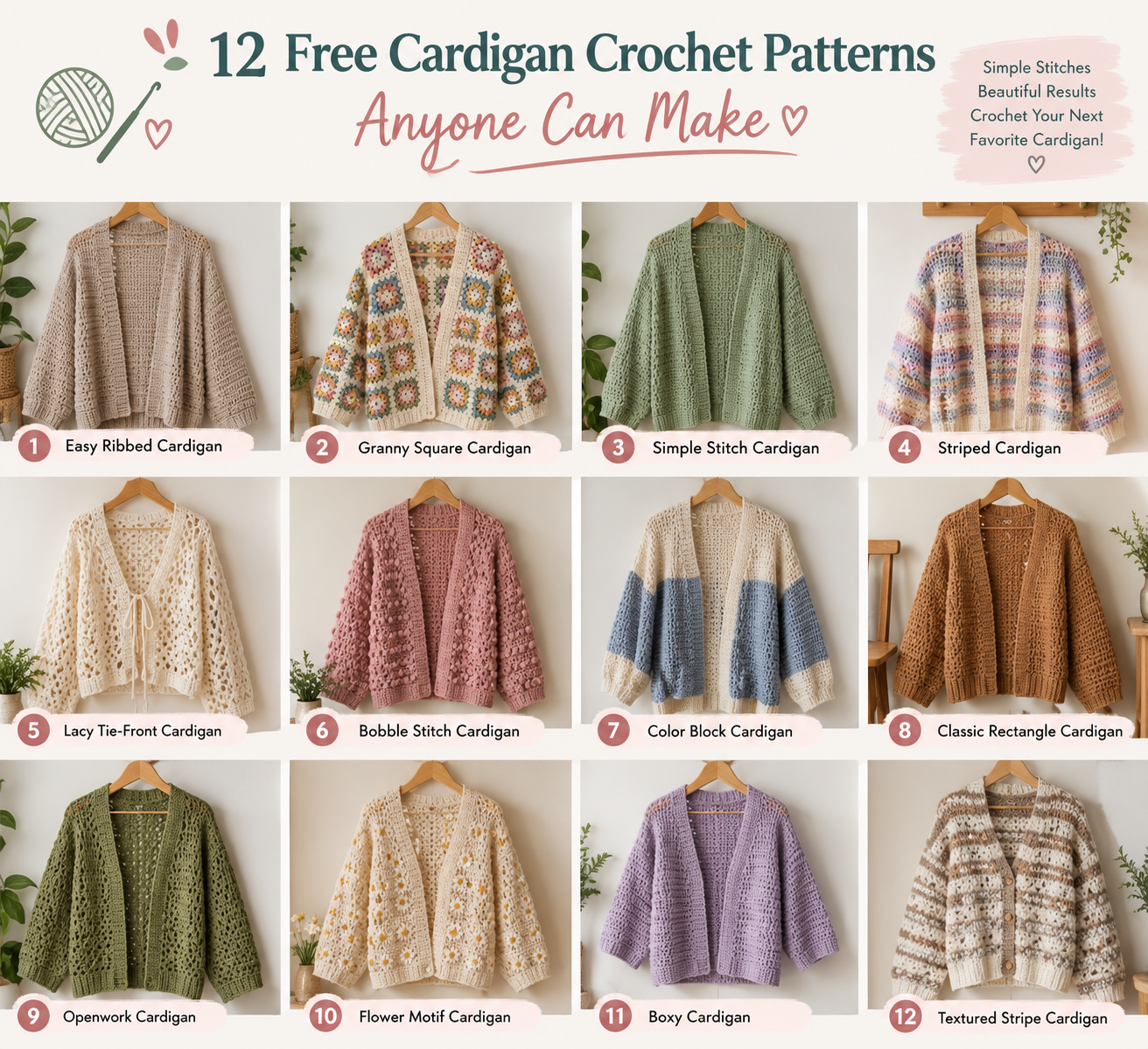 12 Free Cardigan Crochet Patterns Anyone Can Make